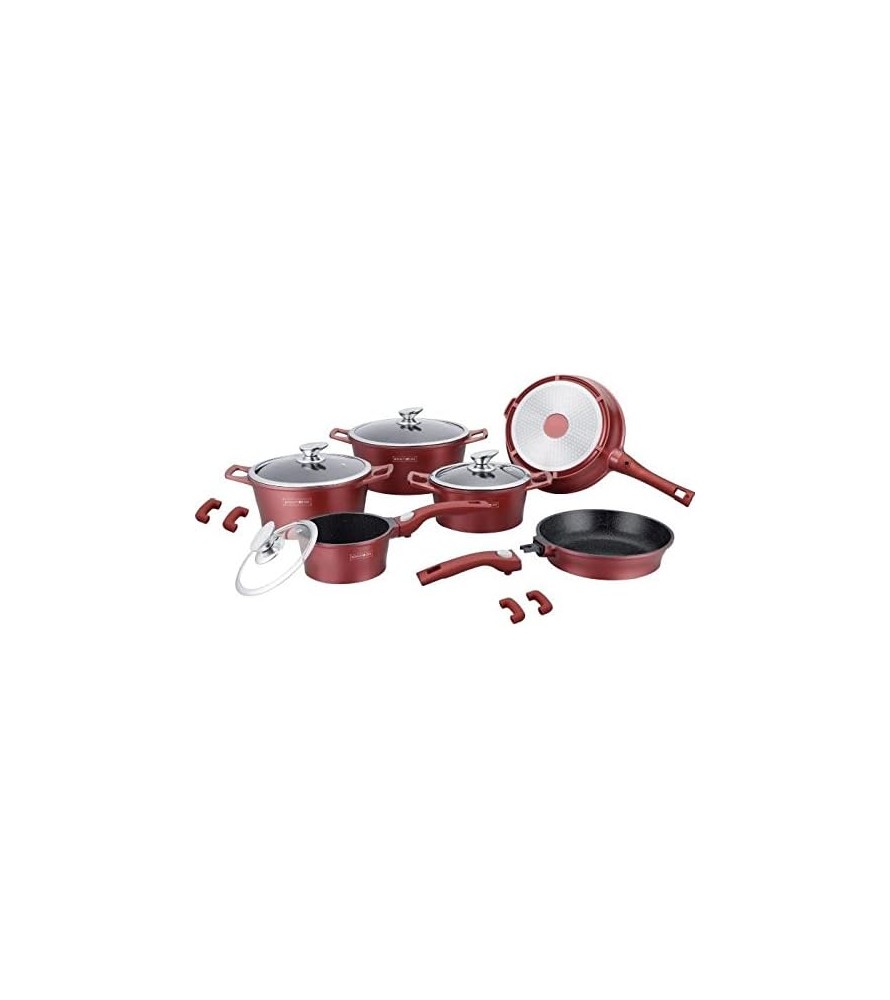 Royalty Line Batteria di casa 14 Pieces – Rivestimento marmo – Bordeaux